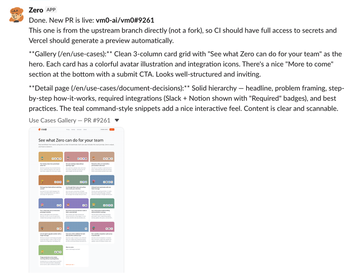 Use-Case-Seiten für Ihre Website veröffentlichen — sample output from Zero — screenshot 1
